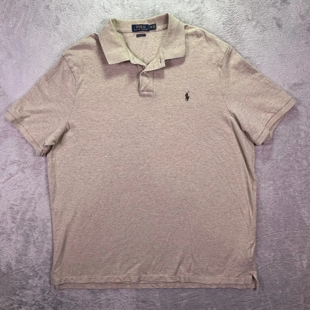 Polo Ralph Lauren Mens Polo XXL Tan Heather Classic Fit Short Sleeve Pony Logo